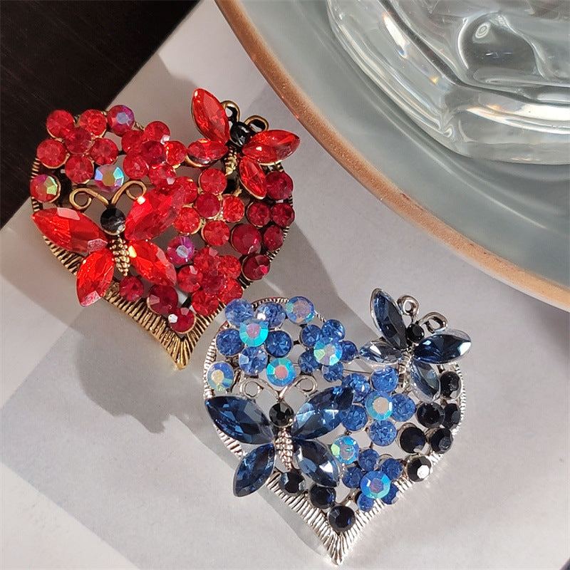 Butterfly Heart Brooch on a coat Image 2