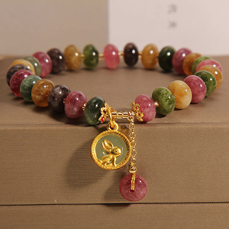 Close-up of crystal details in the bracelet