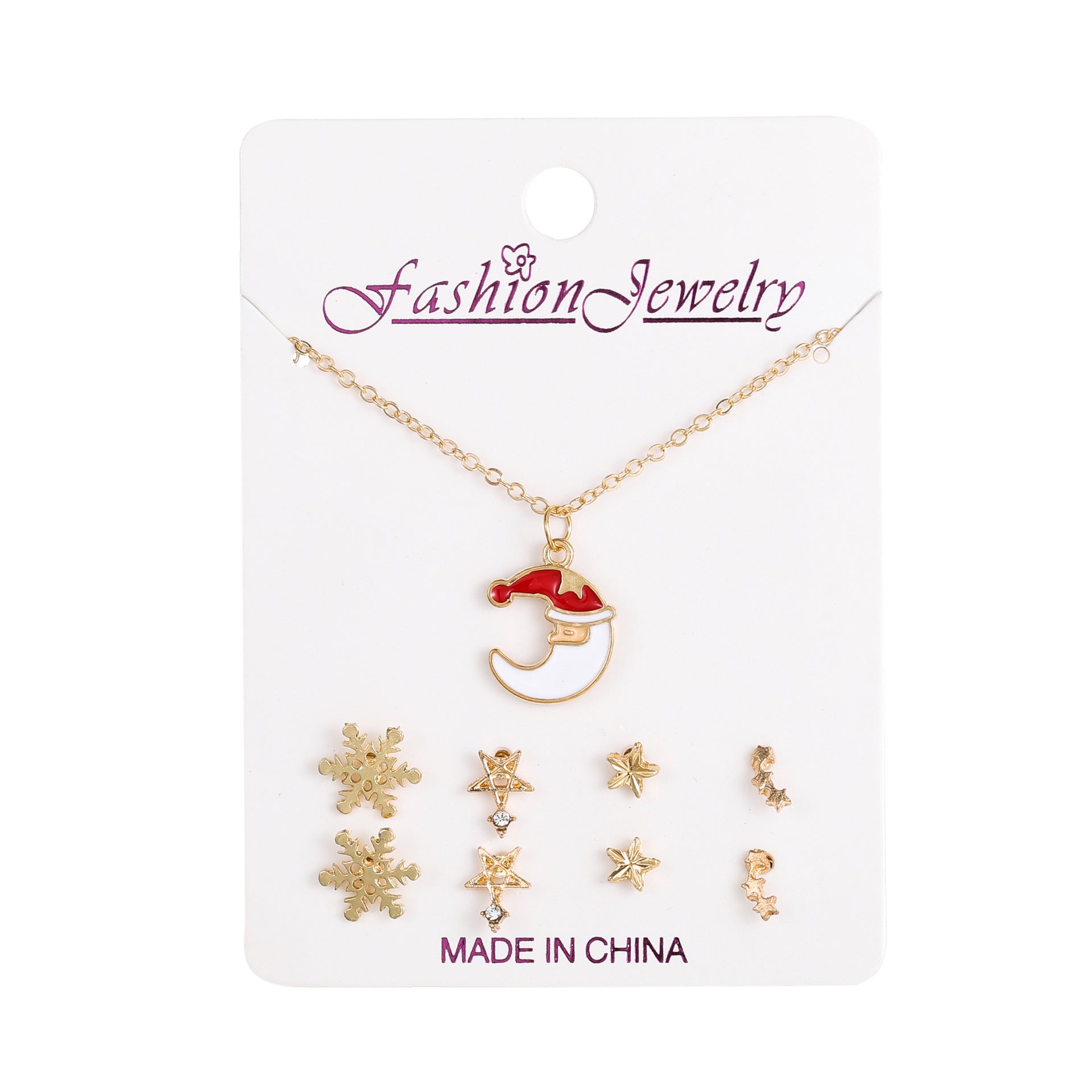 Gold-plated minimalistic necklace on a white display