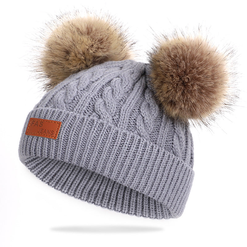 Close-up of kids winter knit hat design