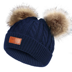 Cozy winter accessories for children on display
