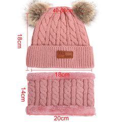 Cute pom-pom knit hat in black for kids