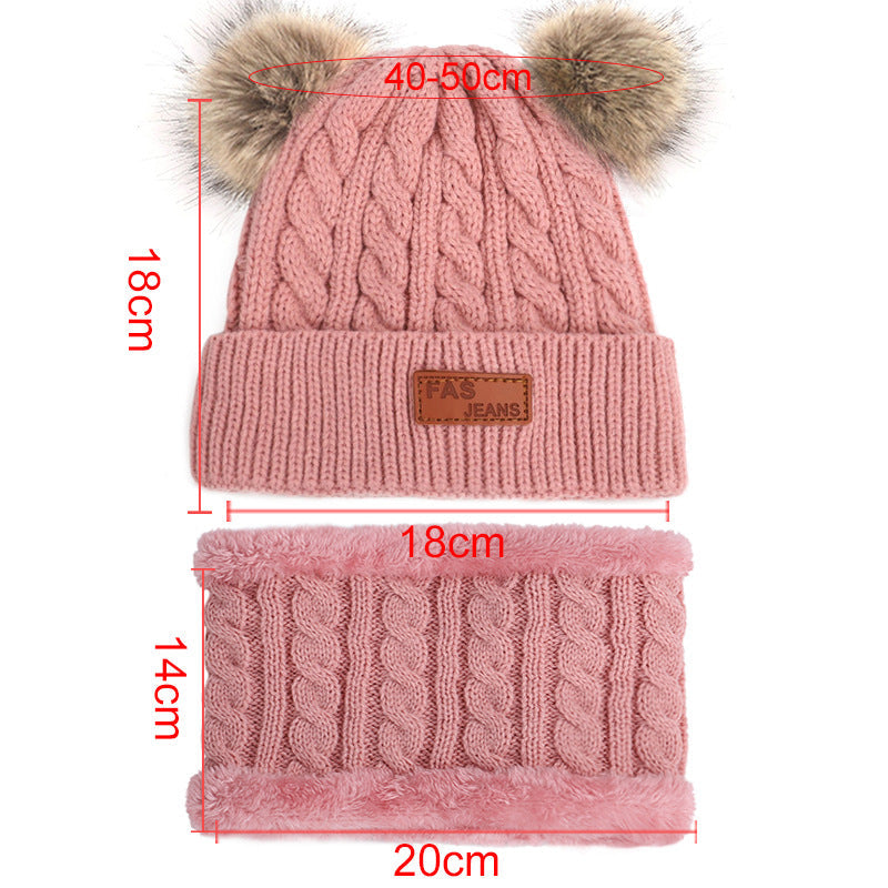 Cute pom-pom knit hat in black for kids