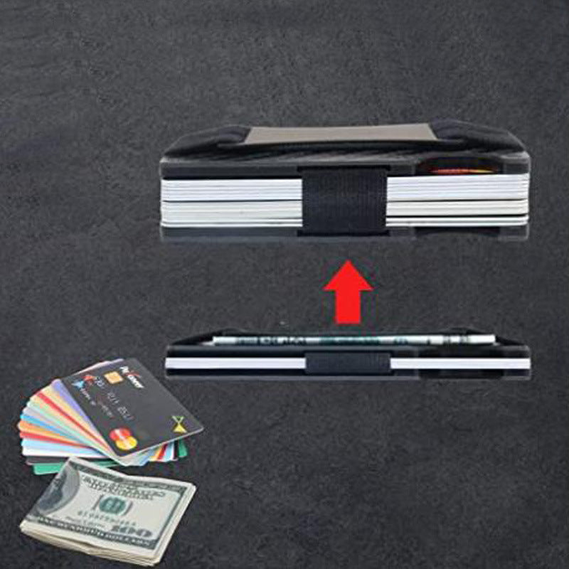 Interior view of aluminium wallet showing card capacity