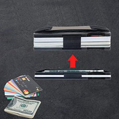 Interior view of aluminium wallet showing card capacity