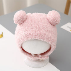 Adorable pink bear hat and scarf set for infants