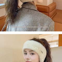 Fleece-lined winter ear warmer beanie in pink