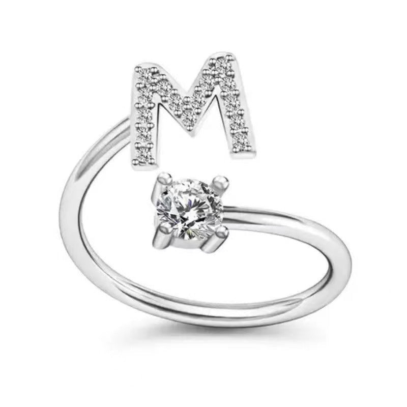 Close-up of stylish alphabet ring for women