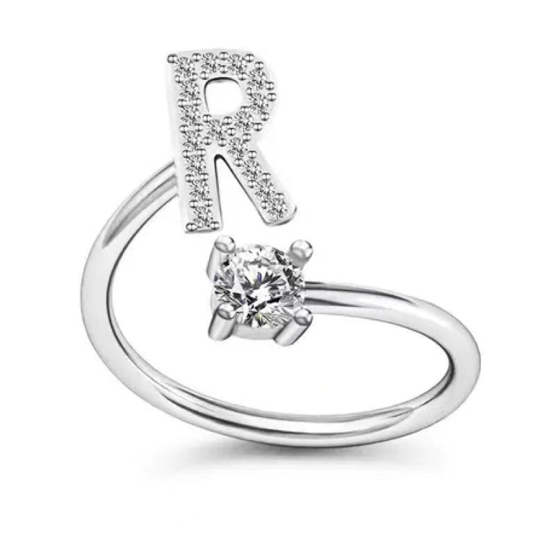 Beautiful alphabet ring in zirconia