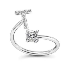 Fashionable women's alphabet ring on display