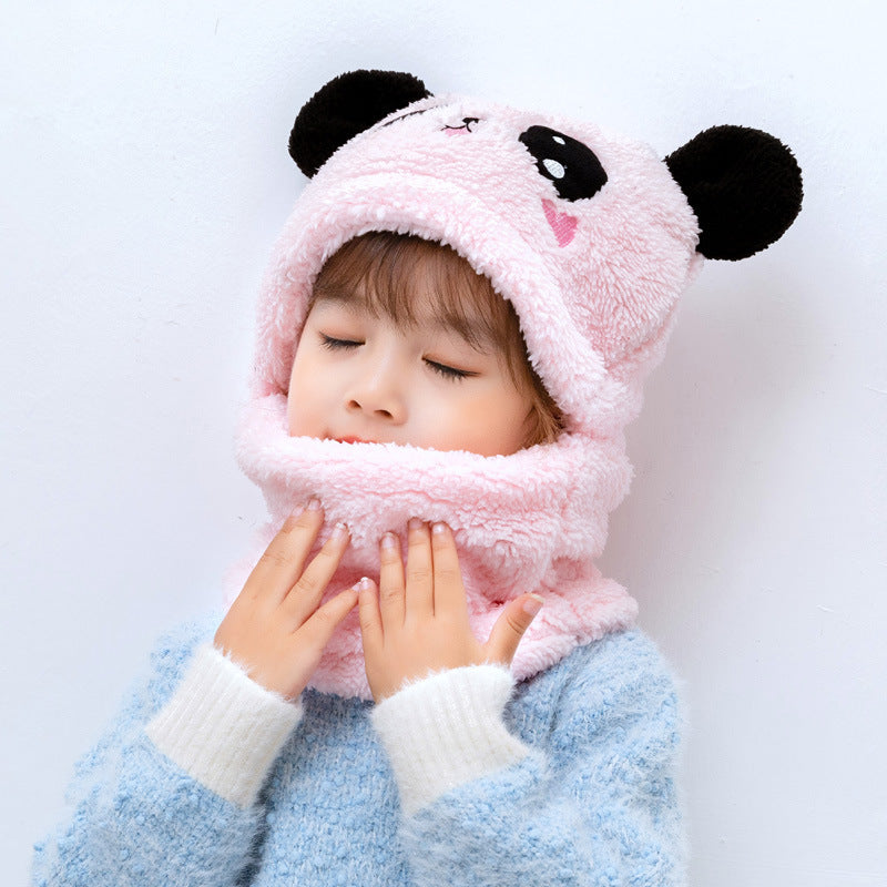 Kids bear ear winter hat in grey colour