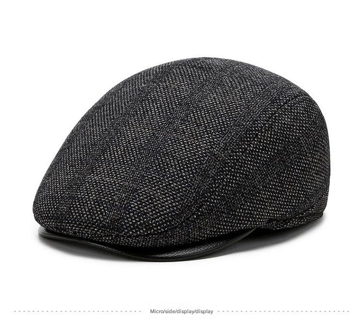 Men's winter beret hat side view