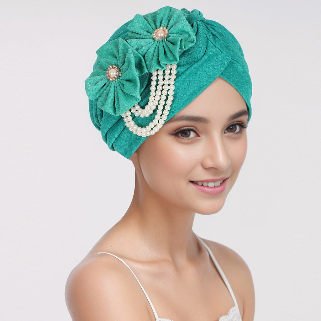 Elegant maroon floral hijab cap
