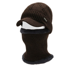 Model wearing stylish winter hat and scarf outdoors