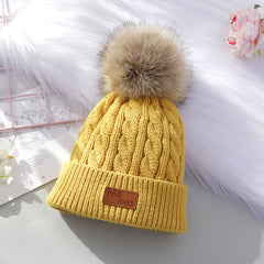 warm winter knitted beanie hat for kids in red