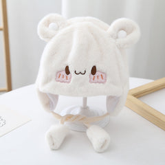 Winter baby beanie hat with cartoon ears for kids