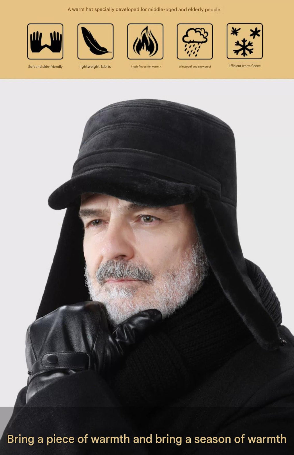 Elegant winter cap for older men