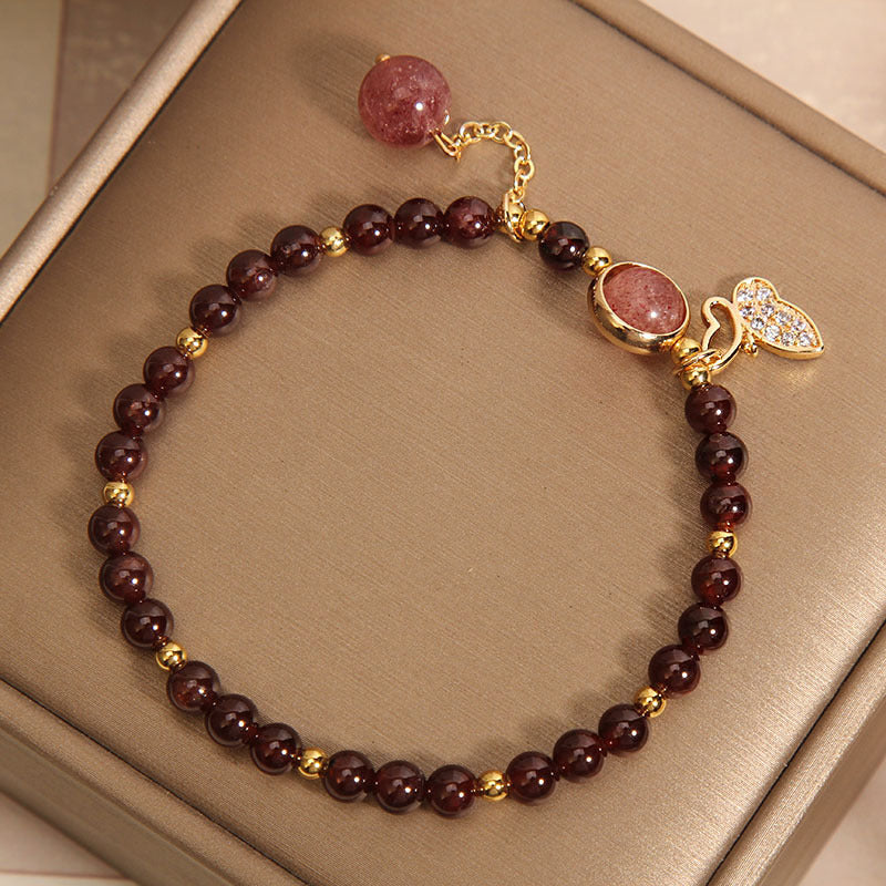 High-quality alloy garnet charm bracelet