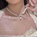 Chic Women's Silver Pearl Necklace Image 6