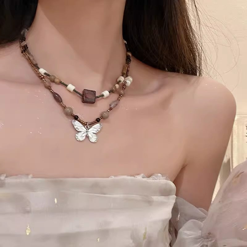 Chic Vintage Butterfly Bead Necklace Image 9