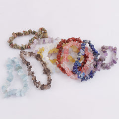 Close-up of colourful crystal charms on bracelet