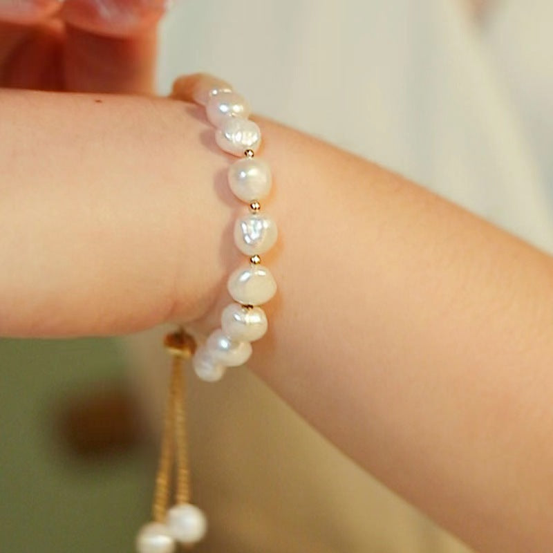 Elegant faux pearl bracelet showcasing various angles