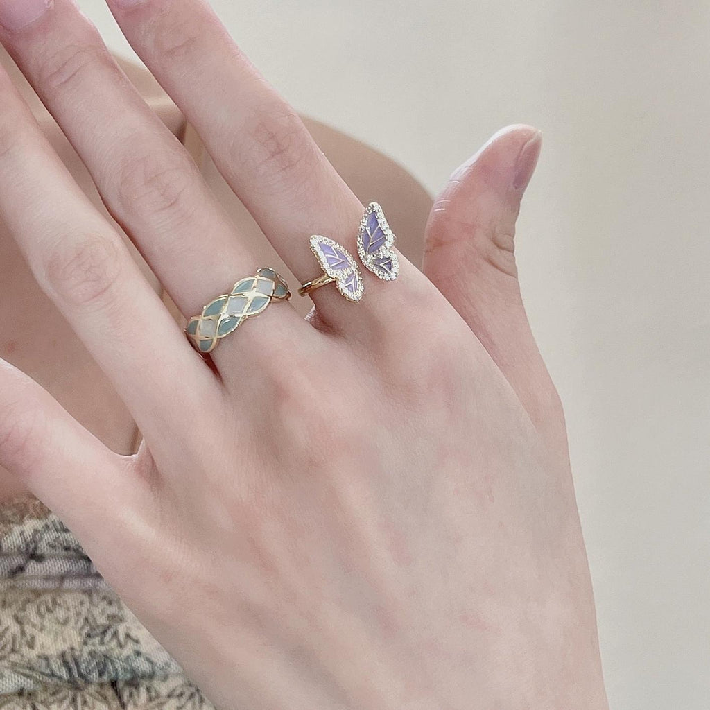 Close up of vintage butterfly ring for women