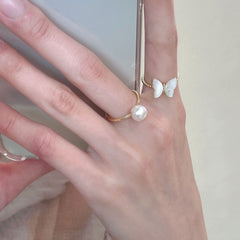 Adjustable open butterfly ring showcased