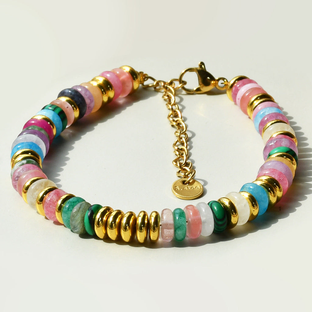 Geometric pattern natural stone bracelet