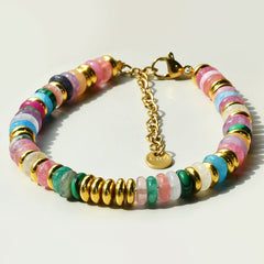 Geometric pattern natural stone bracelet