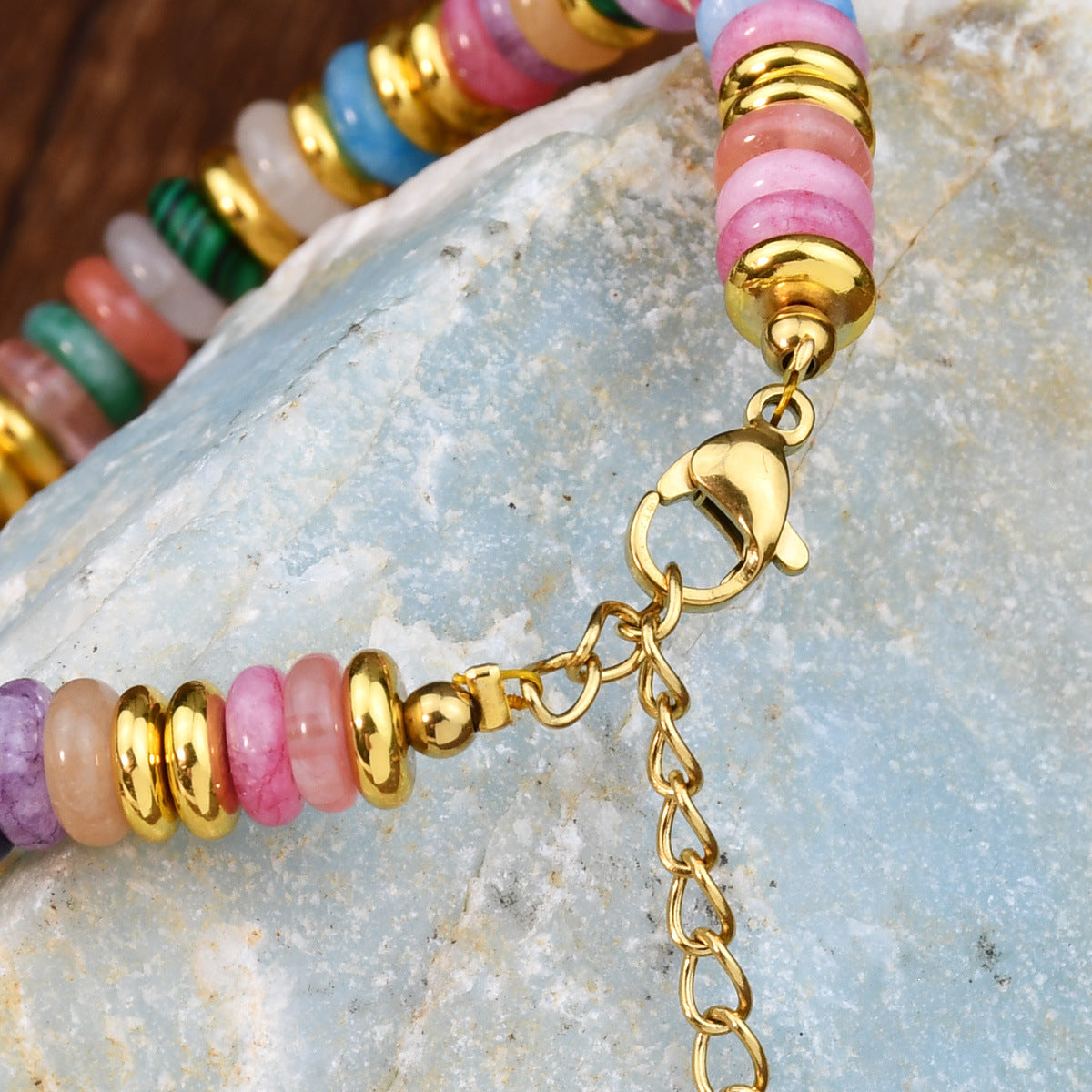 Geometric pattern natural stone bracelet