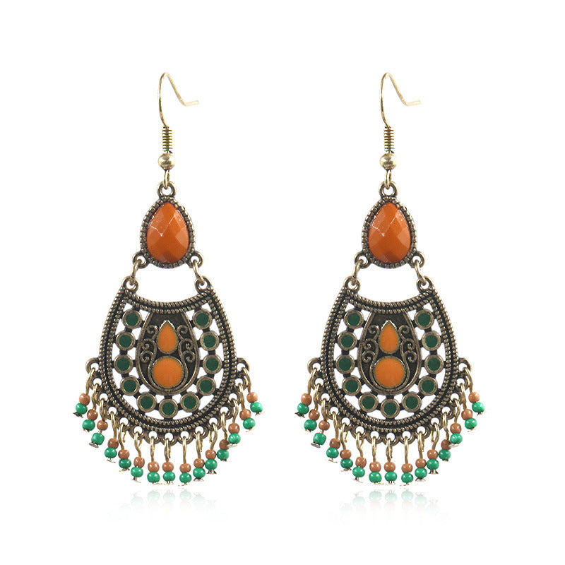 Close-up of Colourful Beads on Tassel Earrings image 2