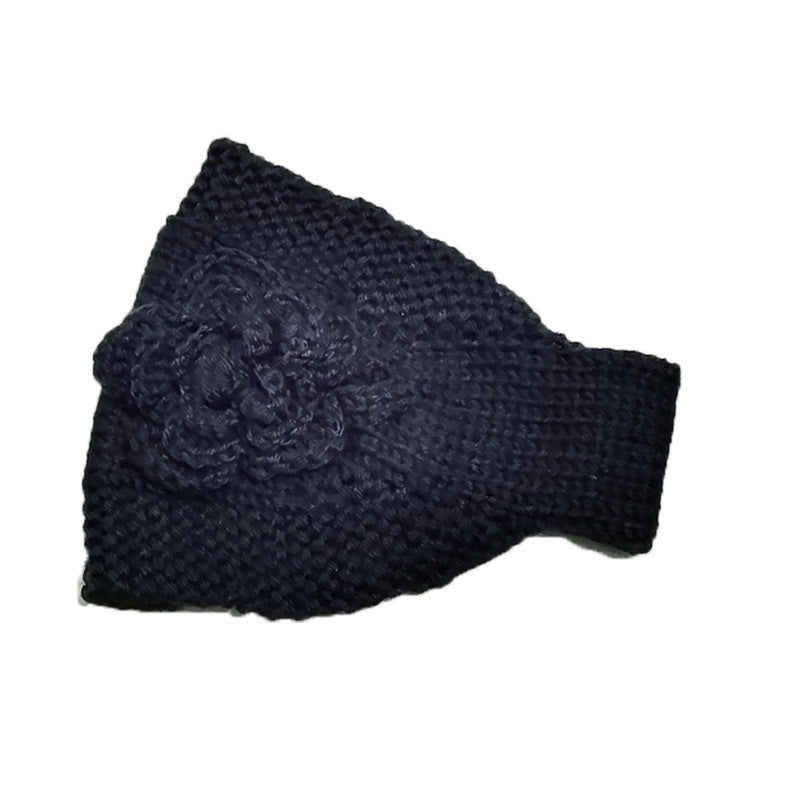 cozy knitted floral headband in postal green