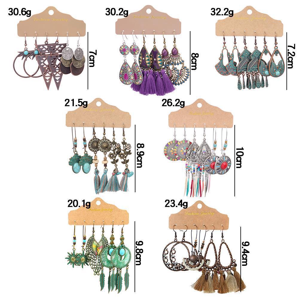 various colour options of bohemian earrings