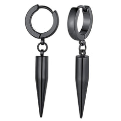 Close-up of colourful titanium steel earrings