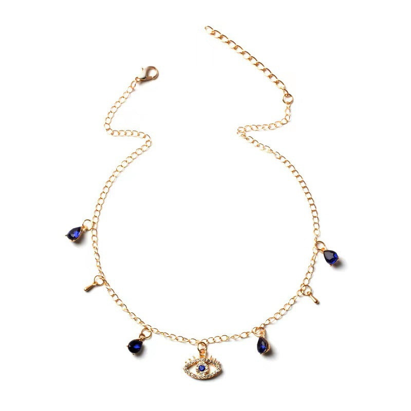 Gold-Plated Crystal Evil Eye Necklace close-up