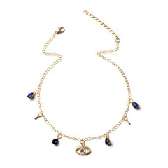 Gold-Plated Crystal Evil Eye Necklace close-up