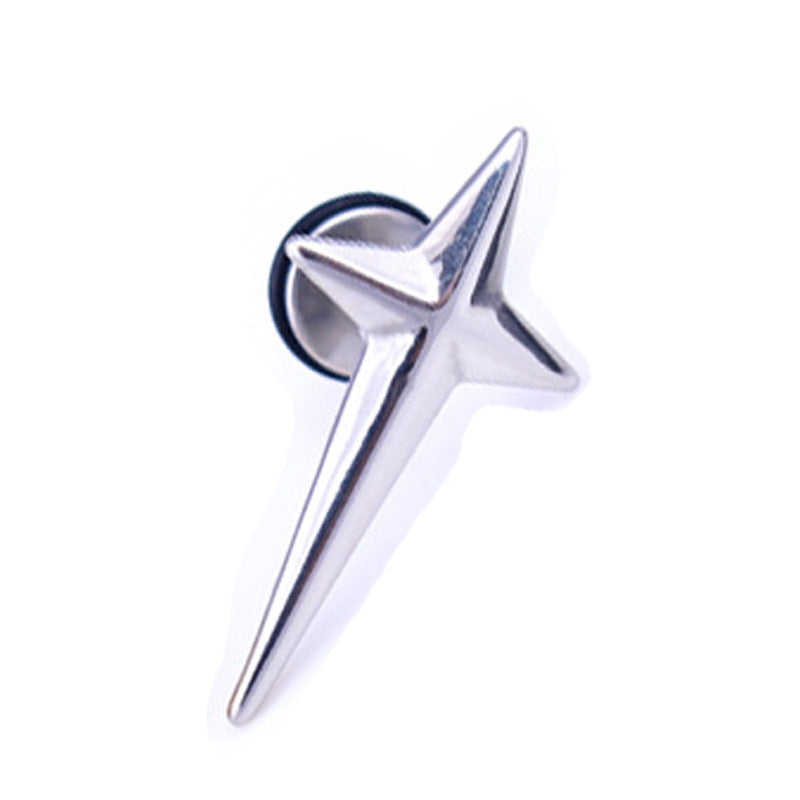 Trendy titanium steel cross earrings in gold colour