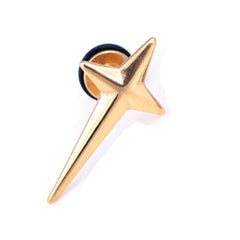 Titanium steel cross earrings showcased on a display