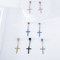 Lifestyle shot of cross chain earrings