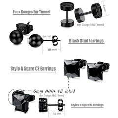 Gift Packaged Men's Black Zircon Earrings Image 5