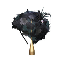 Close-up of Floral Feather Half Hat Headband design