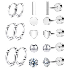 Stylish Stainless Steel Geometric Earrings Set Image 1