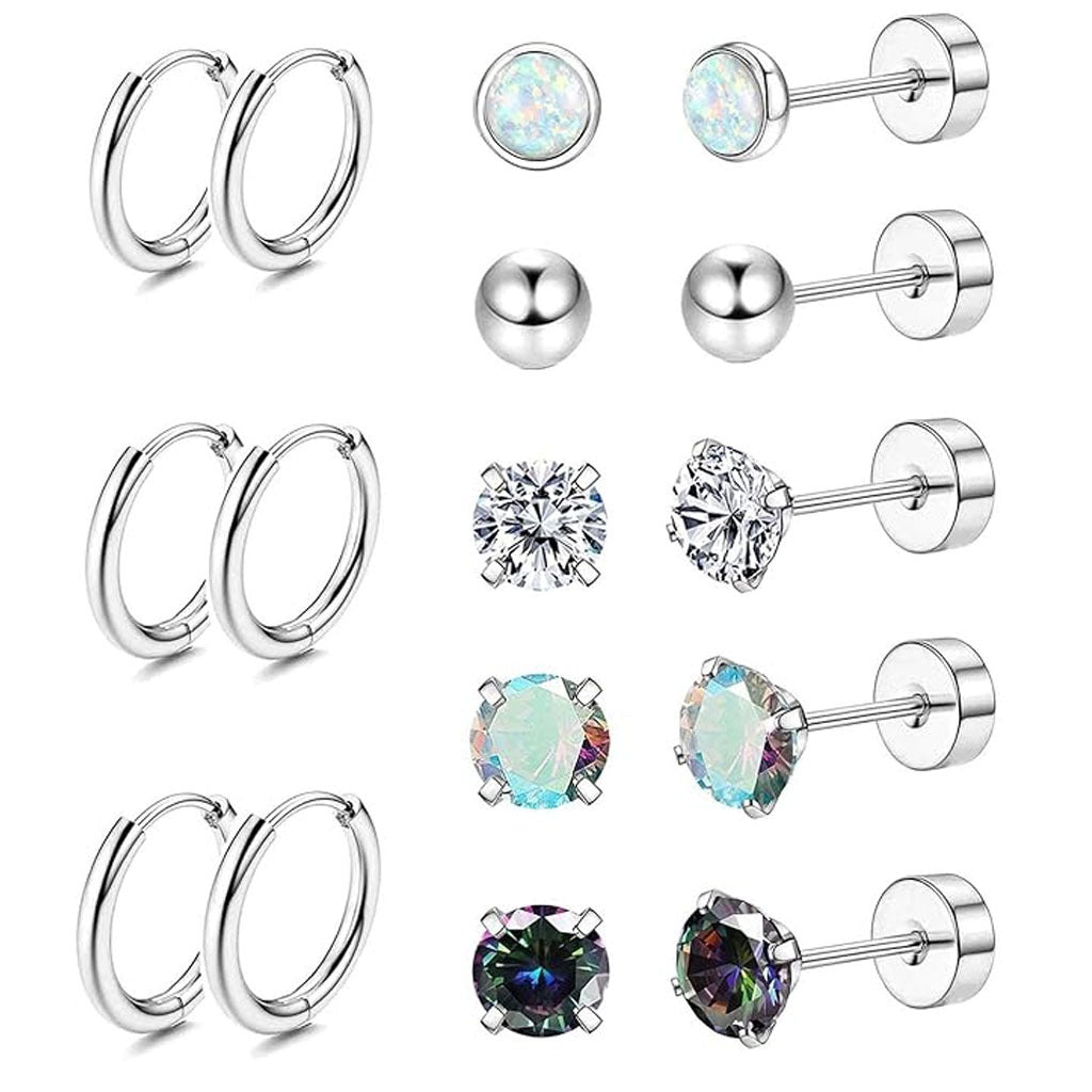 Stylish Stainless Steel Geometric Earrings Set Image 8