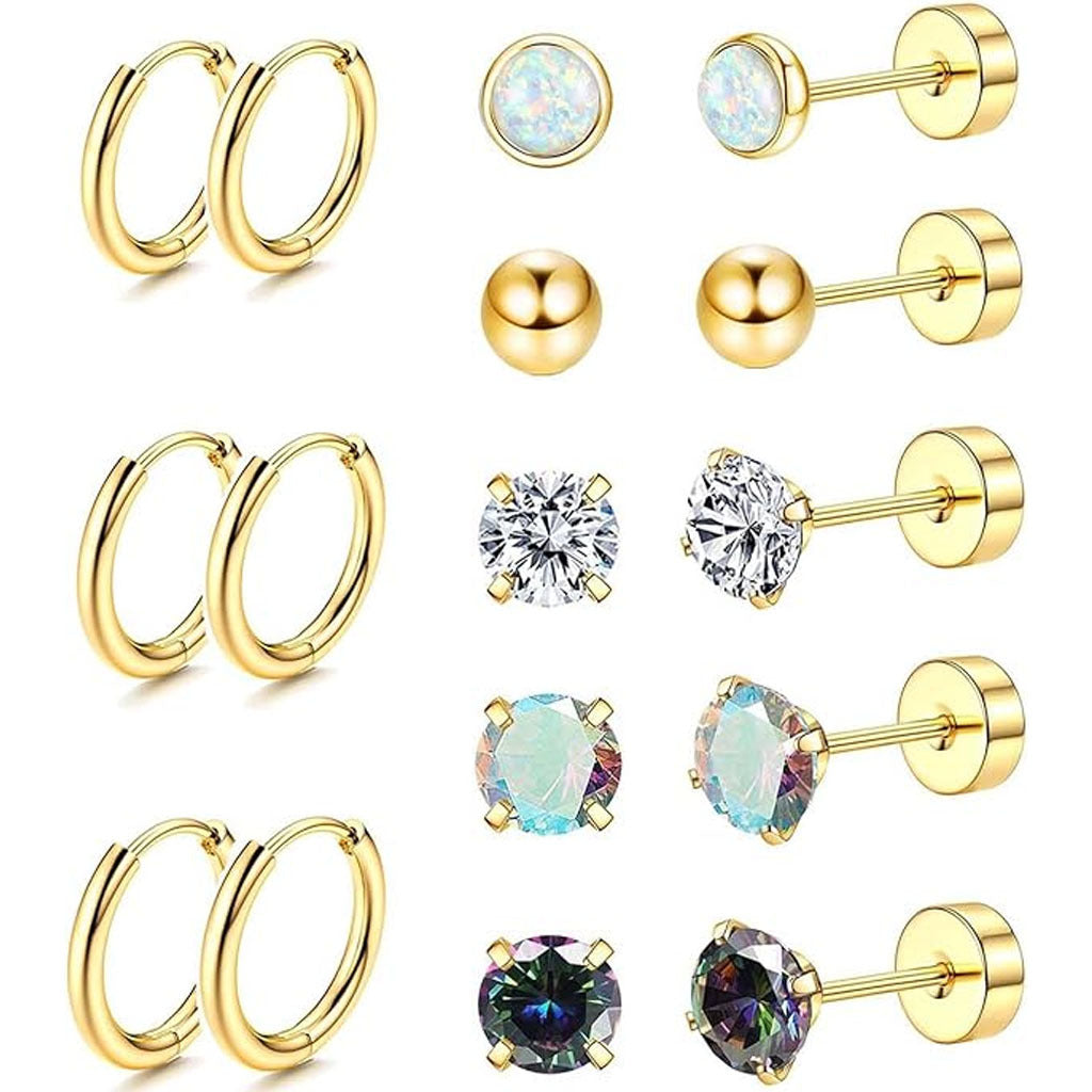 Stylish Stainless Steel Geometric Earrings Set Image 9