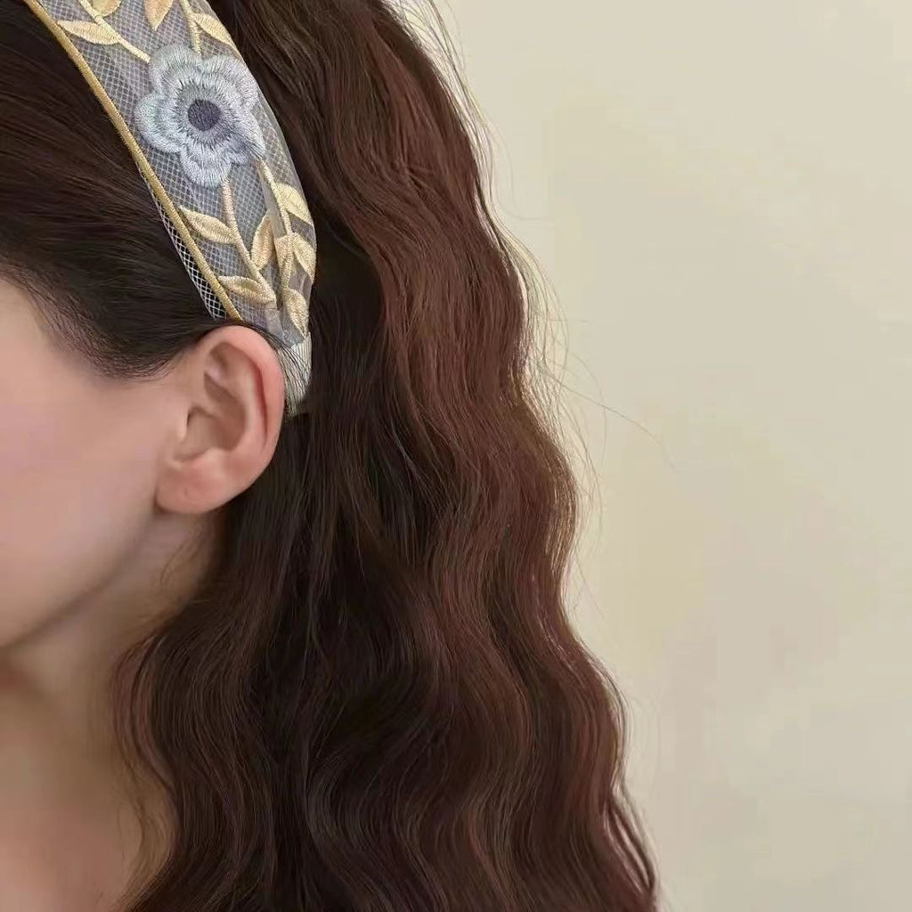 Handmade floral embroidered headband for women