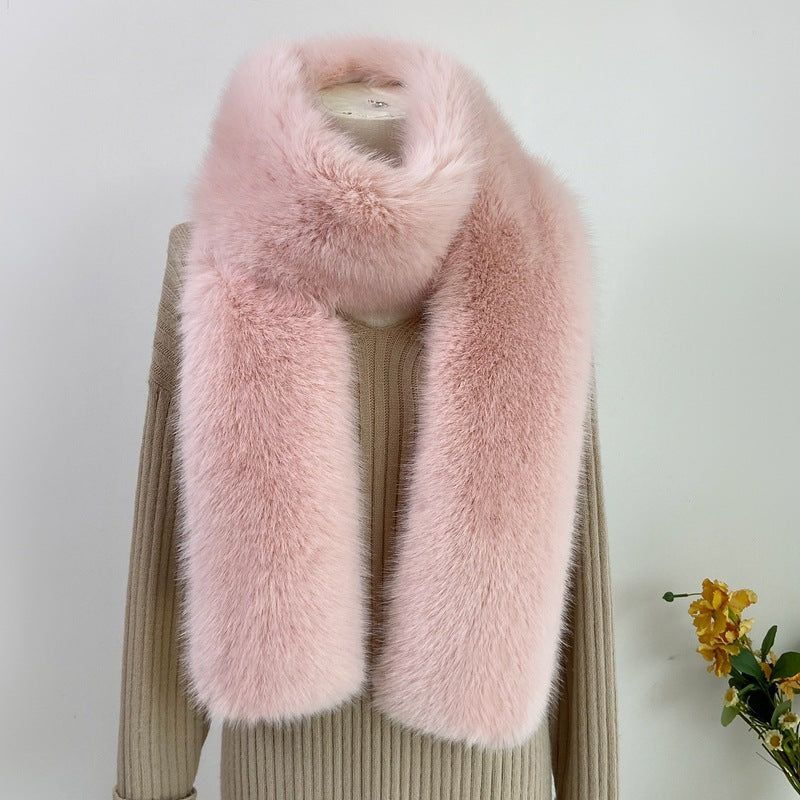 Faux fur long scarf in white colour