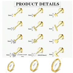 Different colour options for stainless steel earrings set