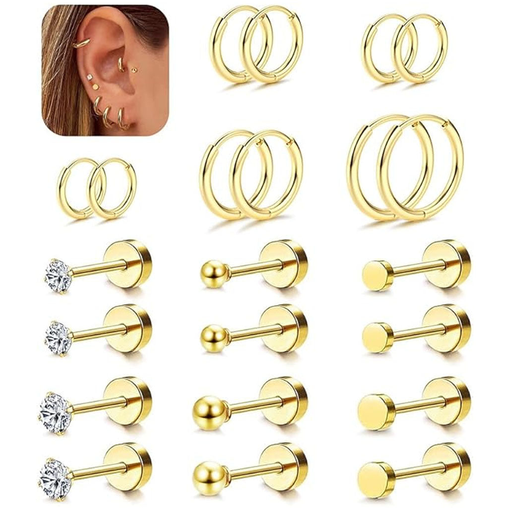 Happy customers wearing geometric design earrings