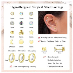 Trendy geometric earrings set display